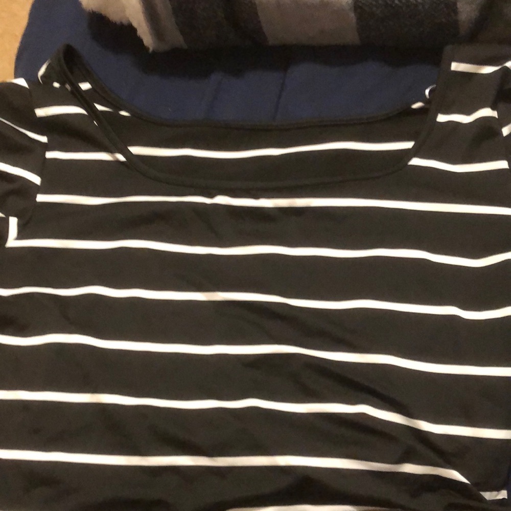 Black and white striped crop top